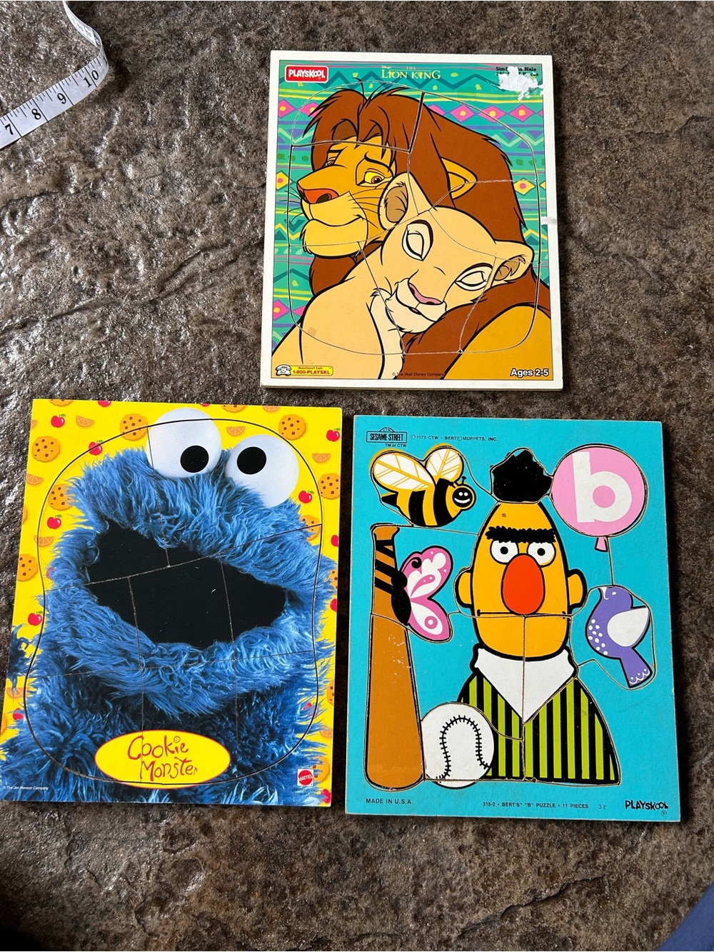 1970s vintage Sesame Street Disney board puzzles (lot of 3)
